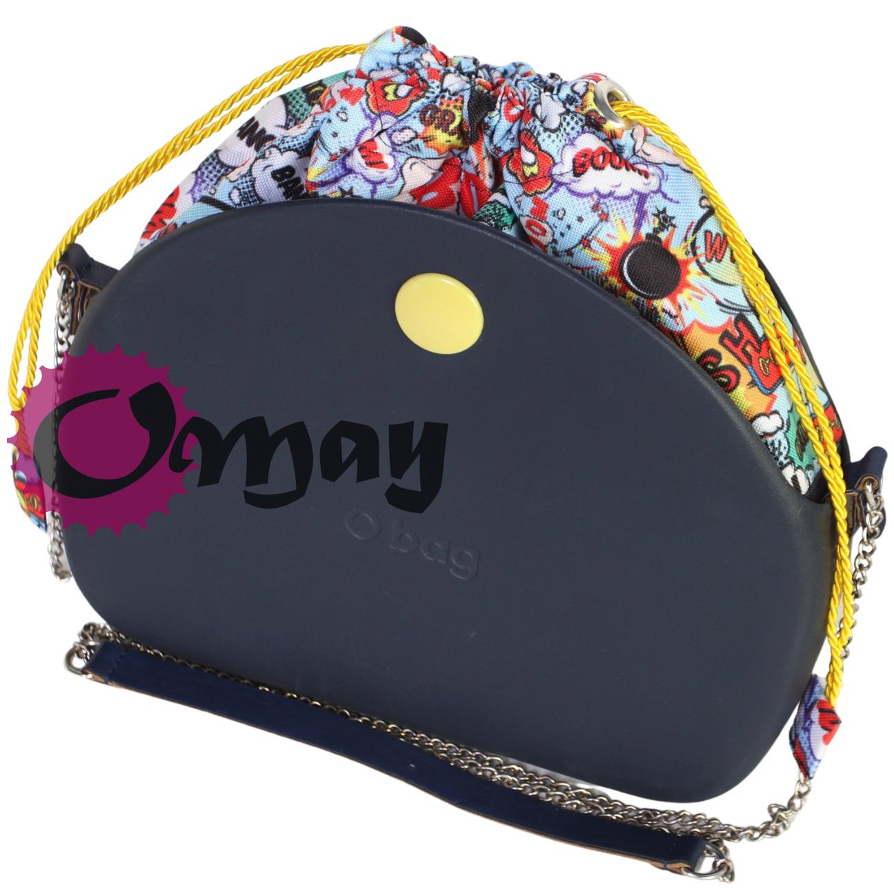 Granatowy organizer do OBAG MOON LIGHT worek komiks żół†y komin OMAY