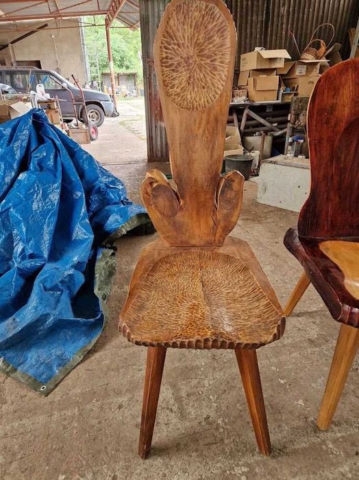 Krzesła,krzesło drewniane rękodzieło w stylu góralskim