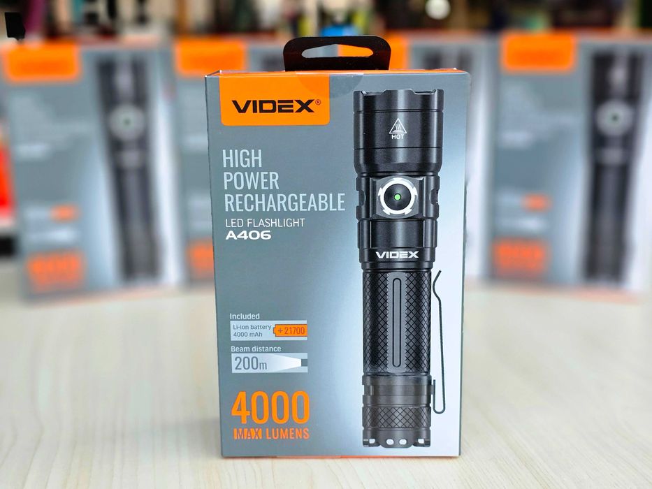 4000Lm 4000mAh VIDEX VLF-A406 ультра потужний ліхтарик; ГАРАНТІЯ 3р