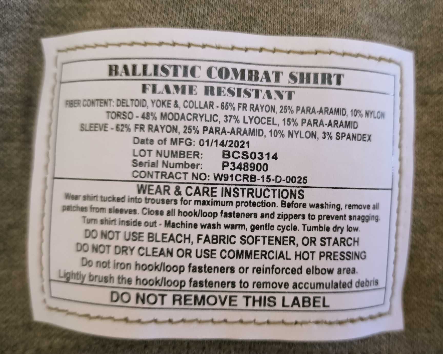 ubacs противоосколочная боевая рубашка США Ballistic Combat Shirt M