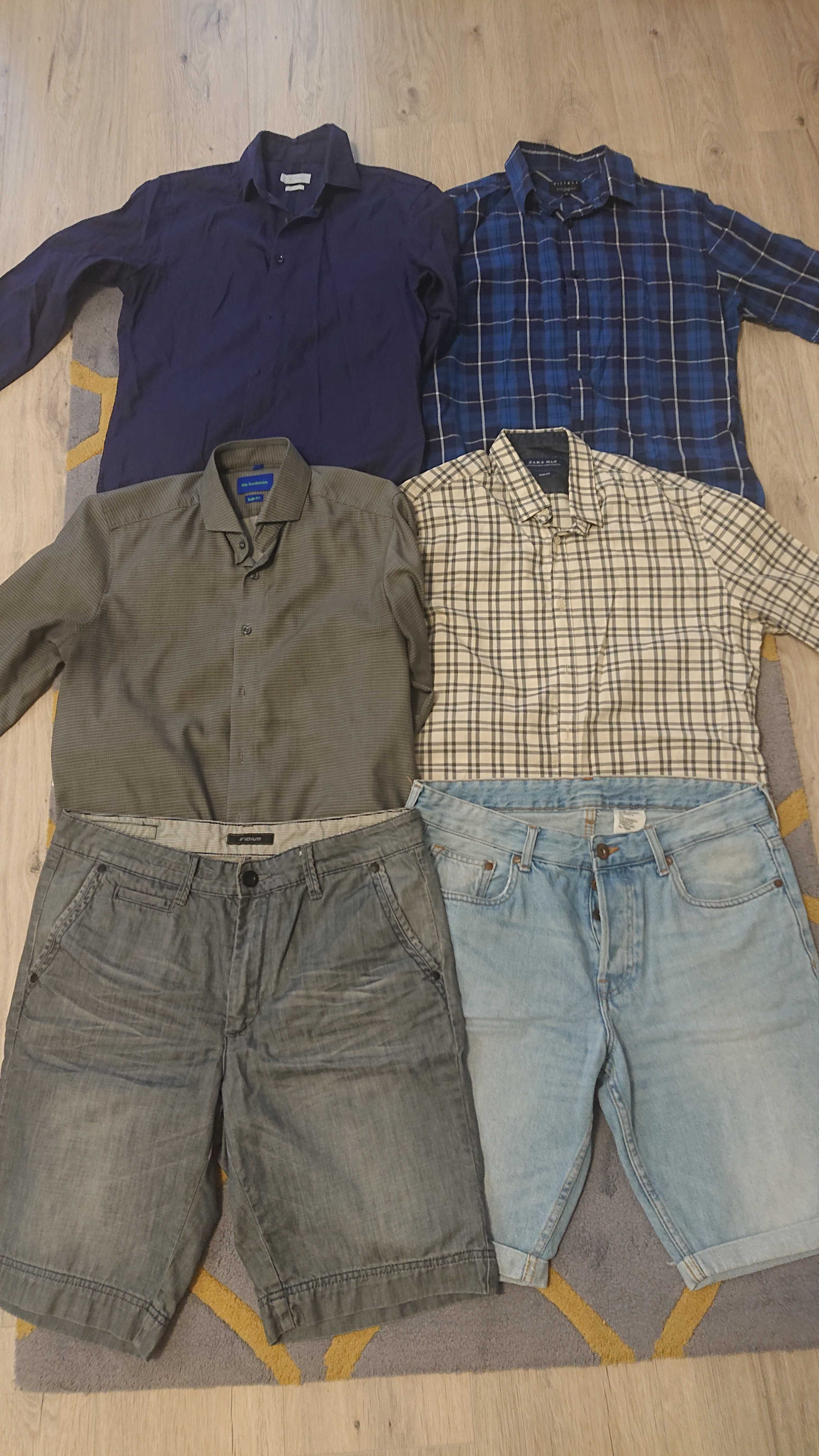 Paczka ubrań męskich - 4 koszule, 2 x szorty, rozm. M/L