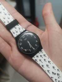 Zegarek swatch gent czarny biały strzałki
