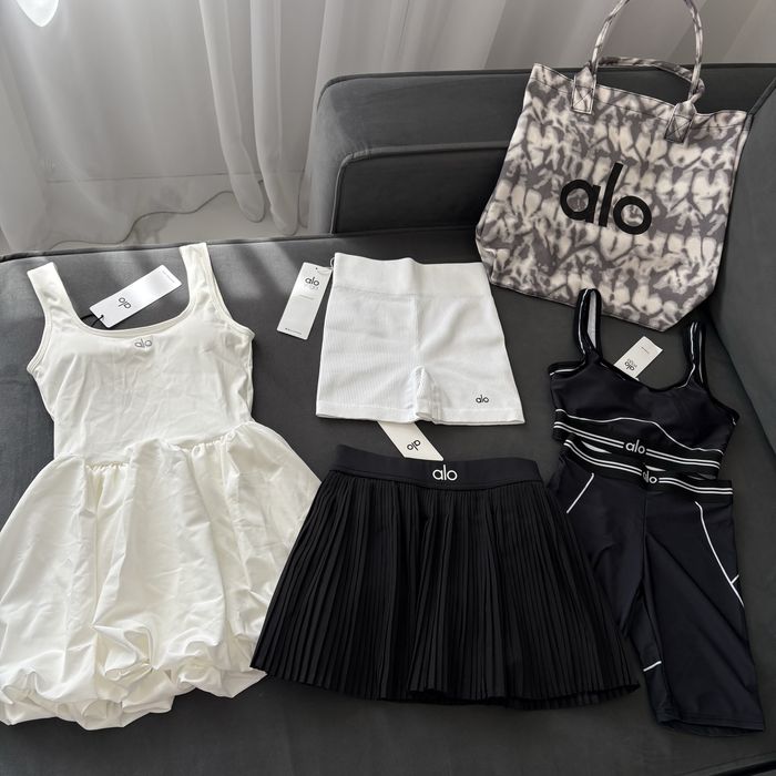 Юбка Alo белая черная спідниця Ало юпка біла чорна