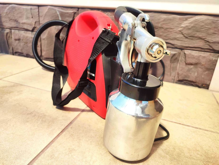 Краскопульт электрич.HVLP с компрессором! Металлич.бачок 1л! Intertool