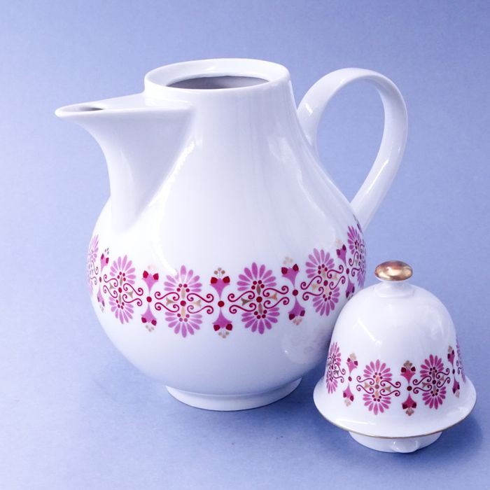lata 60/70-te piękny dzbanek porcelanowy do kawy herbaty