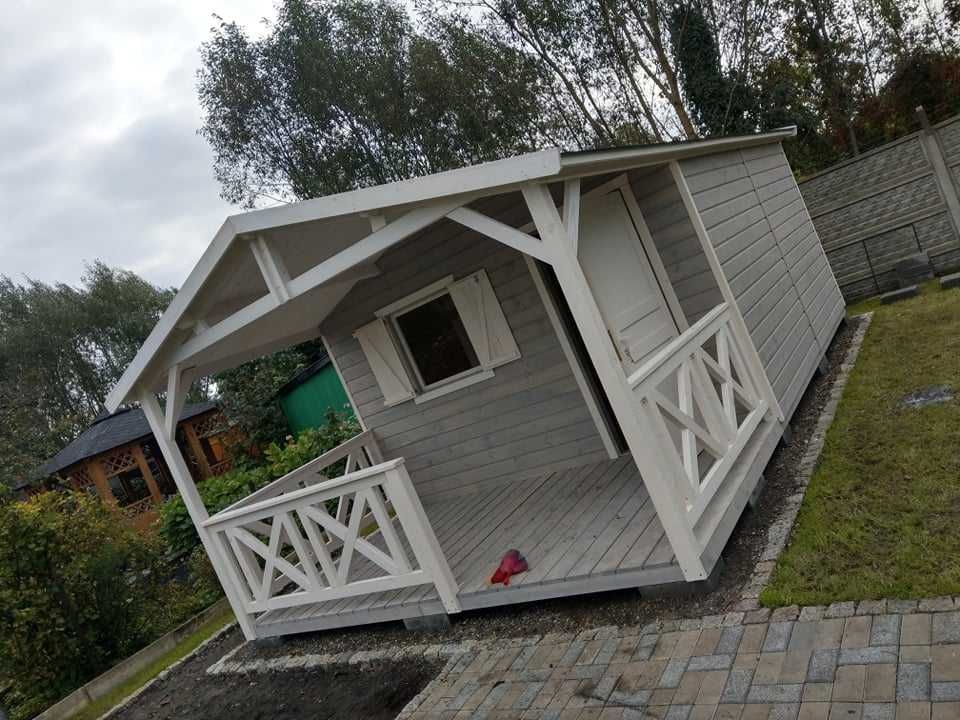 Domek drewniany, letniskowy, ogrodowy z tarasem,  na działkę ROD 6x4m