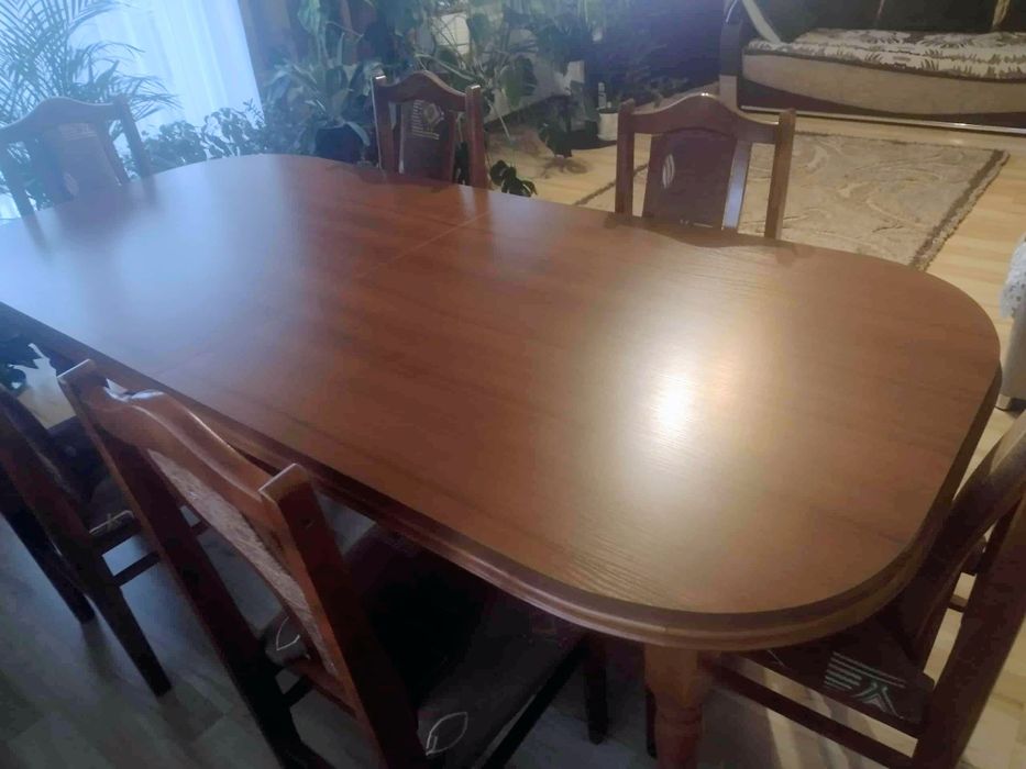 Stół rozkładany + 6 krzeseł 200(250)x90