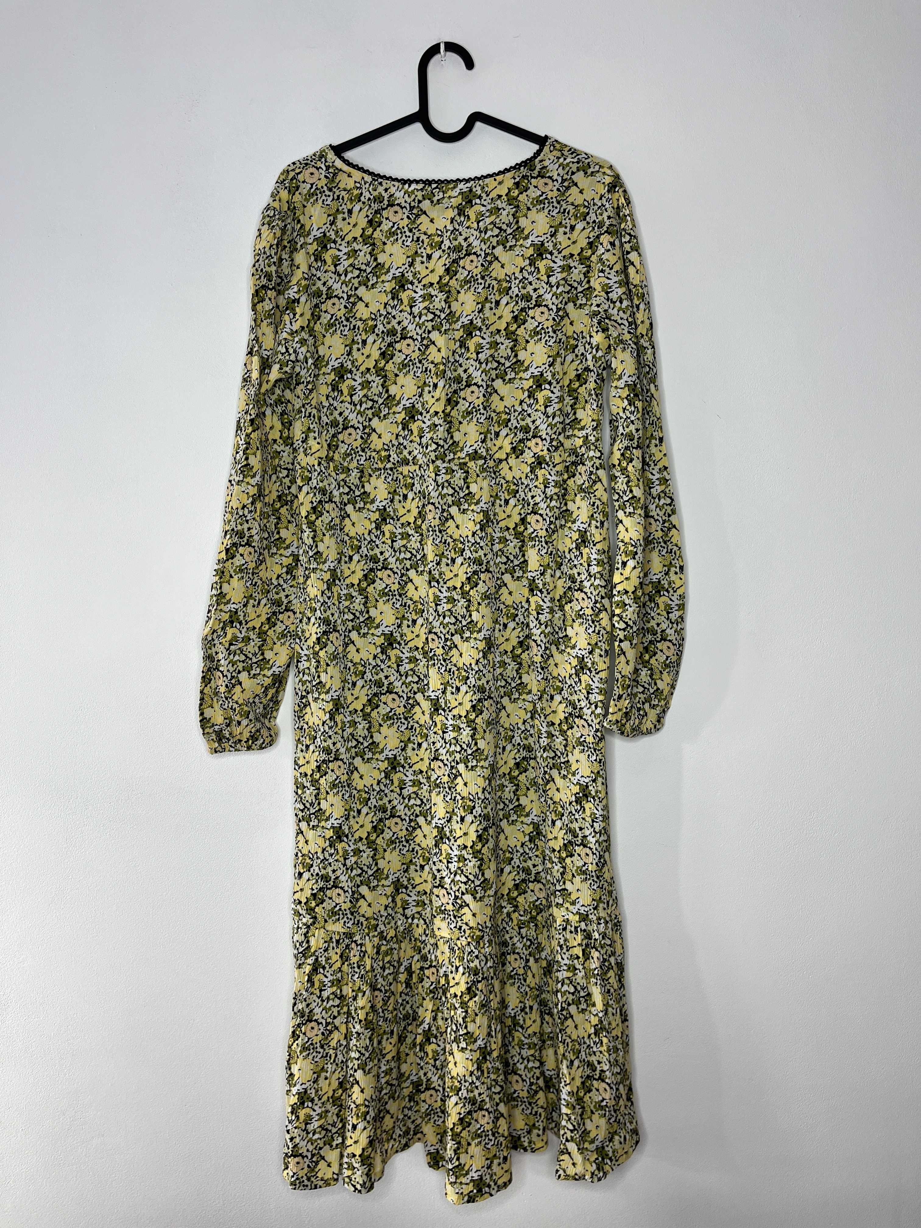 Kolorowa wzorzysta sukienka midi z wiskozy Bonprix rozmiar M