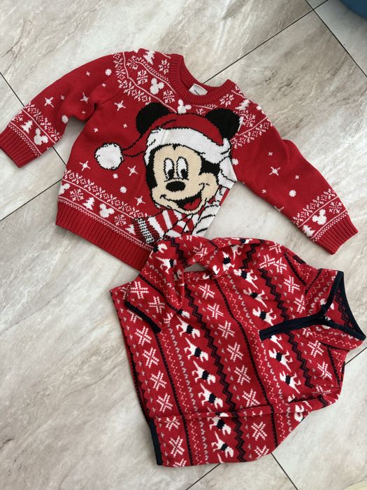 Лот новорічні кофти 98-104 фліска светр міккі