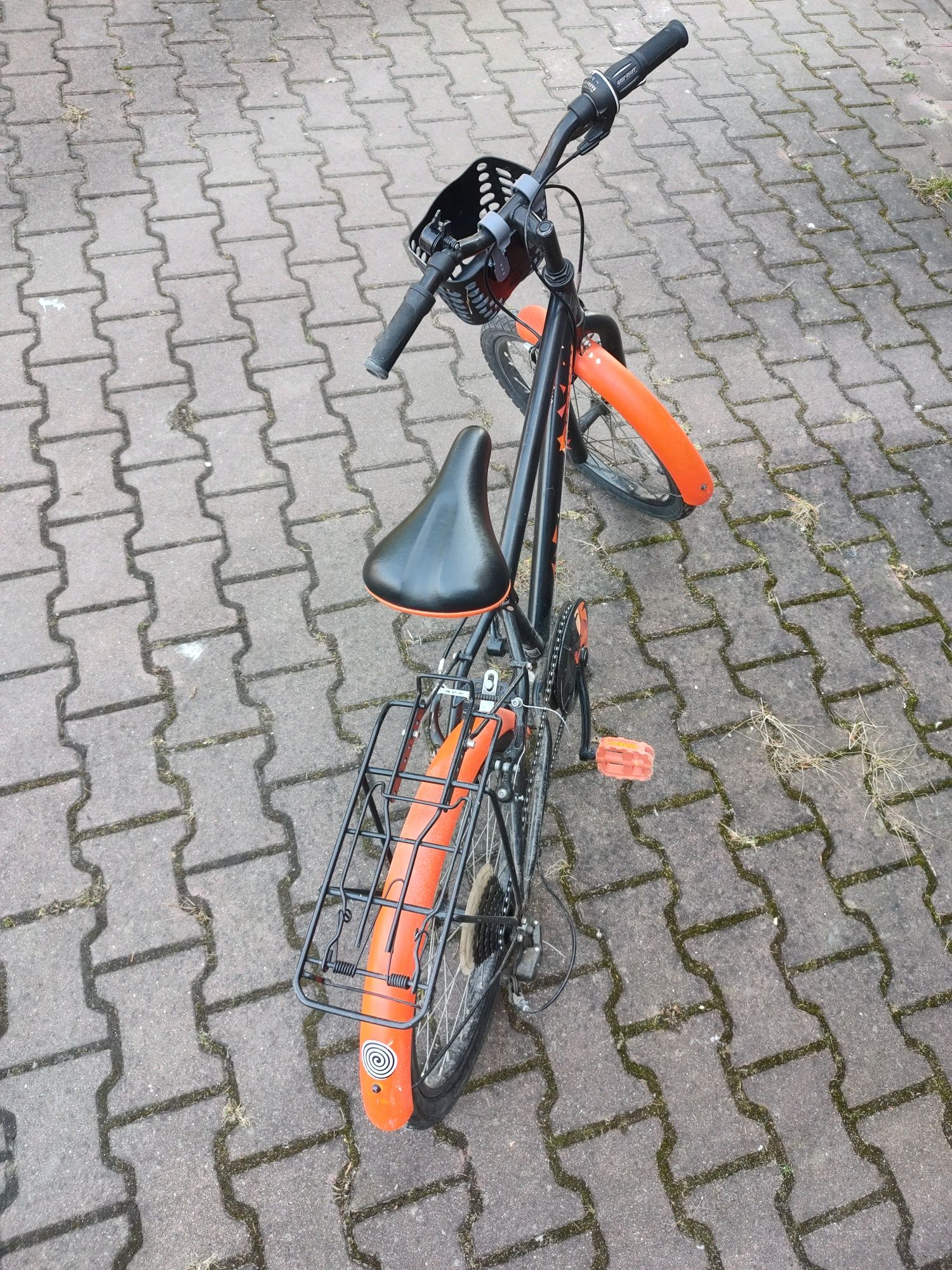 Rower BTWIN B-TWIN Decathlon 20" czarno pomarańczowy