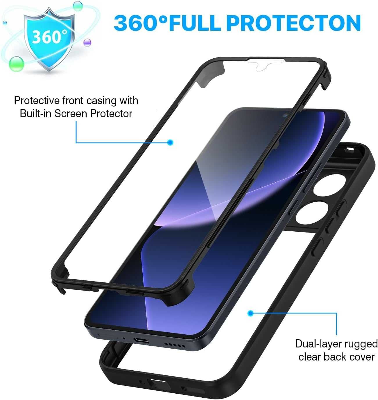 CENHUFO etui 360 do Xiaomi 13T Xiaomi 13T Pro etui pancerne mocne