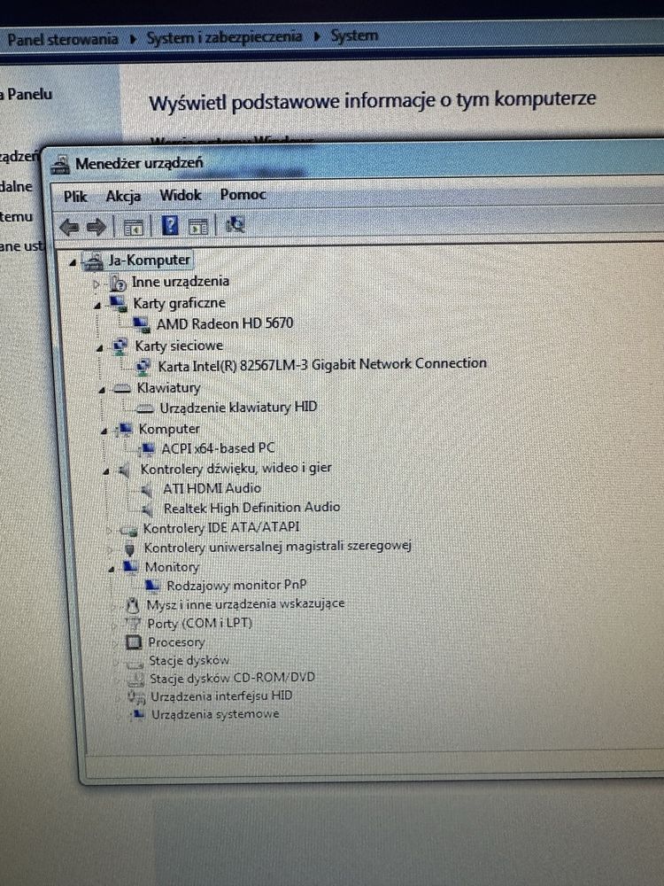 Zestaw Komputer stacjonarny + monitor