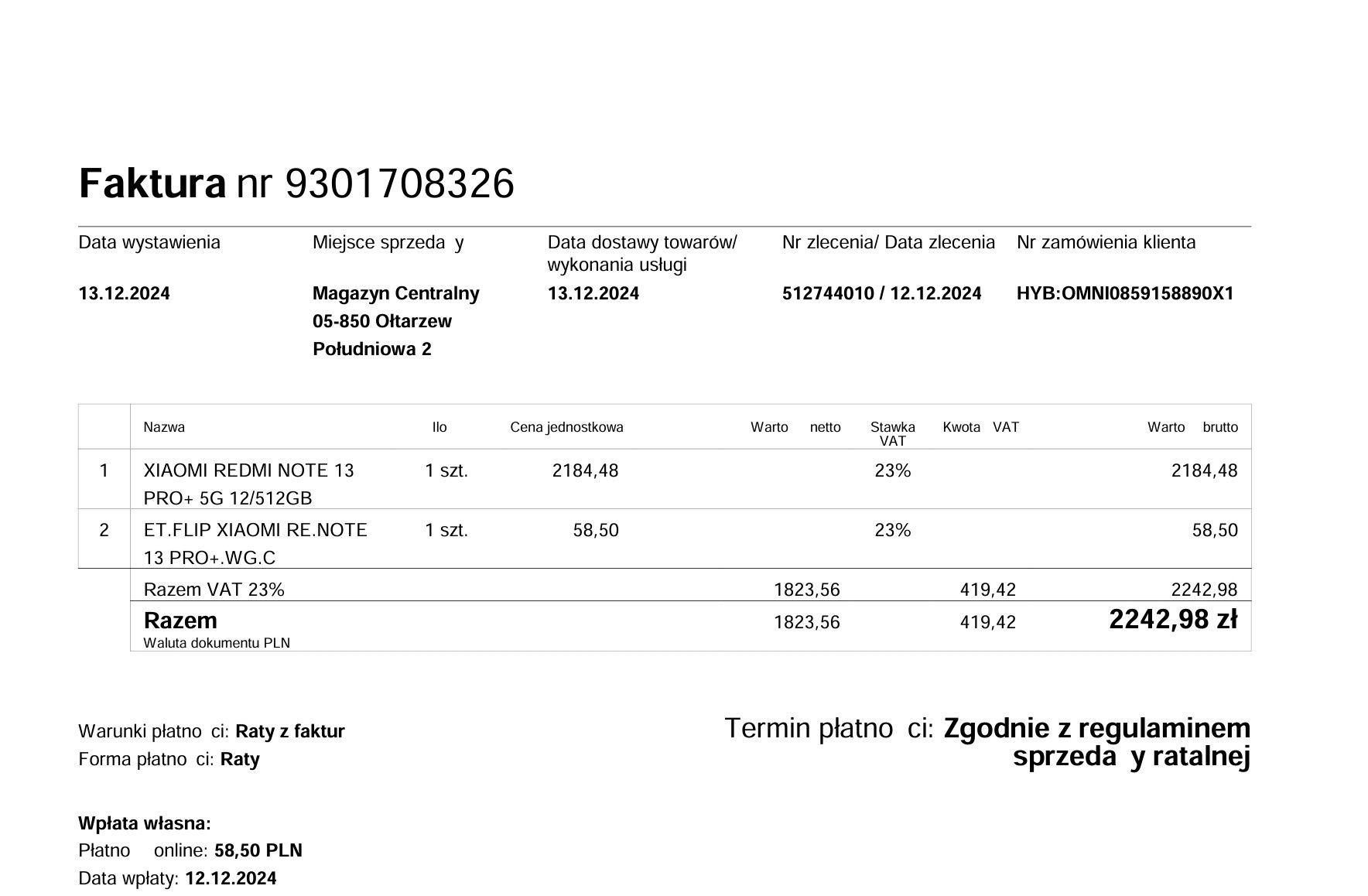 Xaiomi Redmi Note 13pro +5G 12/512 GB