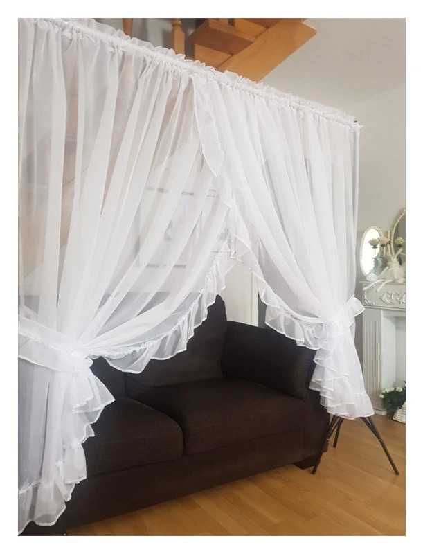 Romantyczna firanka z falbankami z woalu 400 x 160 cm