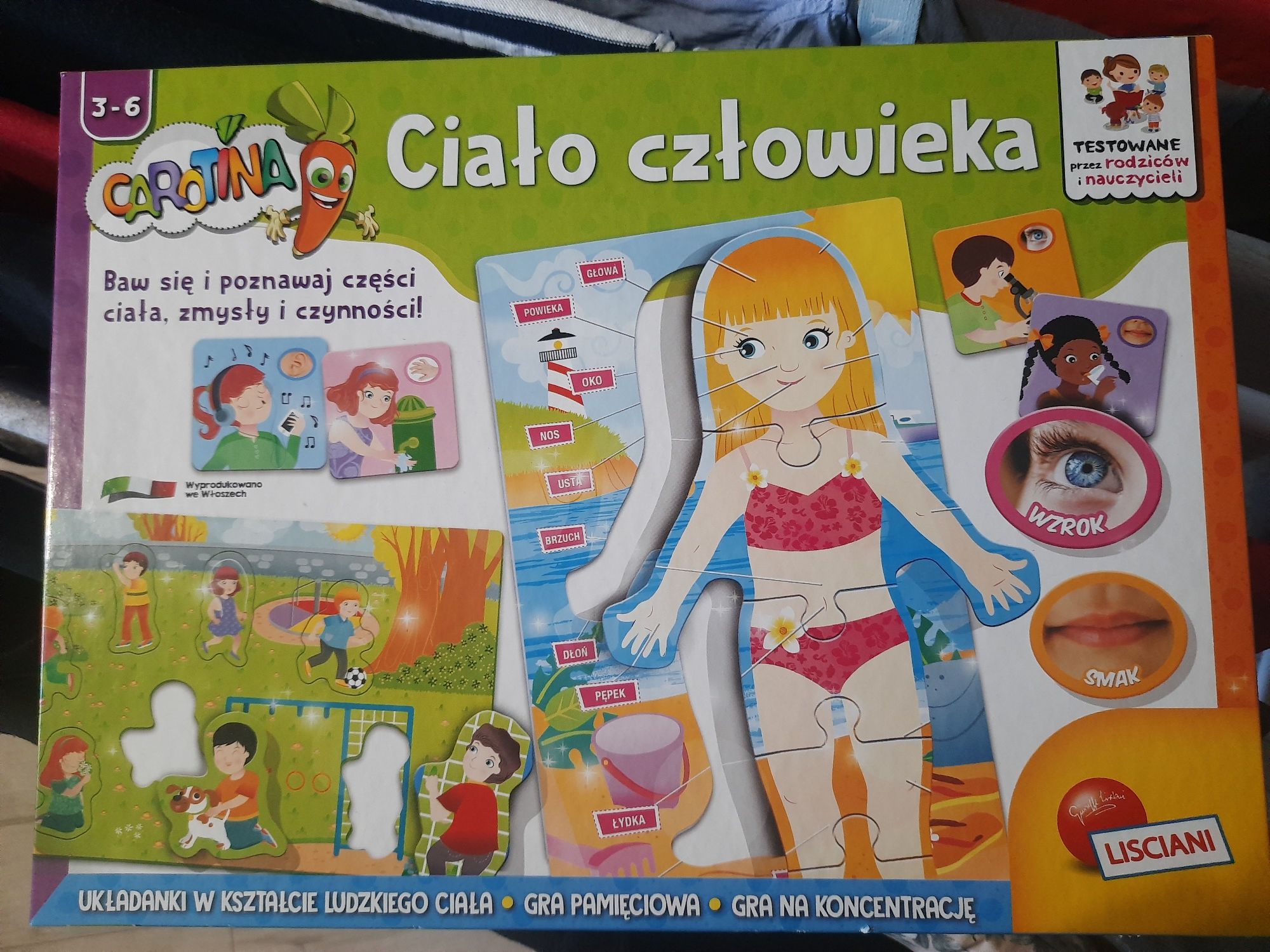 Gra edukacyjna ciało człowieka 3-6 lat zmysły memory układanka puzzle