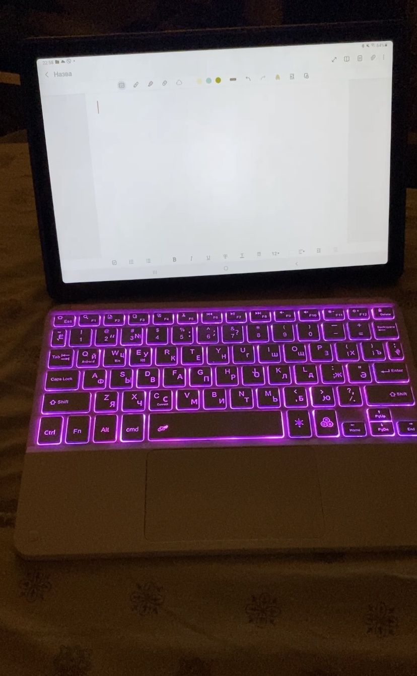 Бездротова клавіатура Bluetooth блютуз з підсвіткою RGB біла + мишка