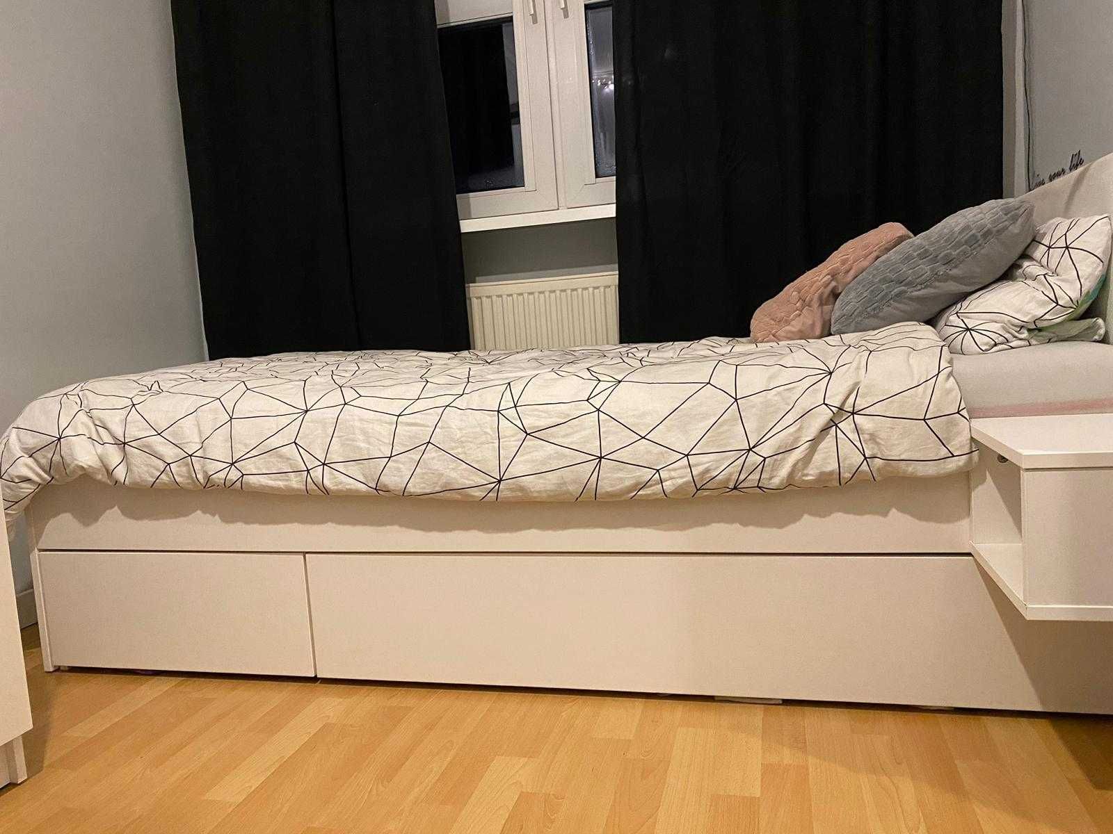 Łóżko tapicerowane z materacem 90x200 Meblik Young White