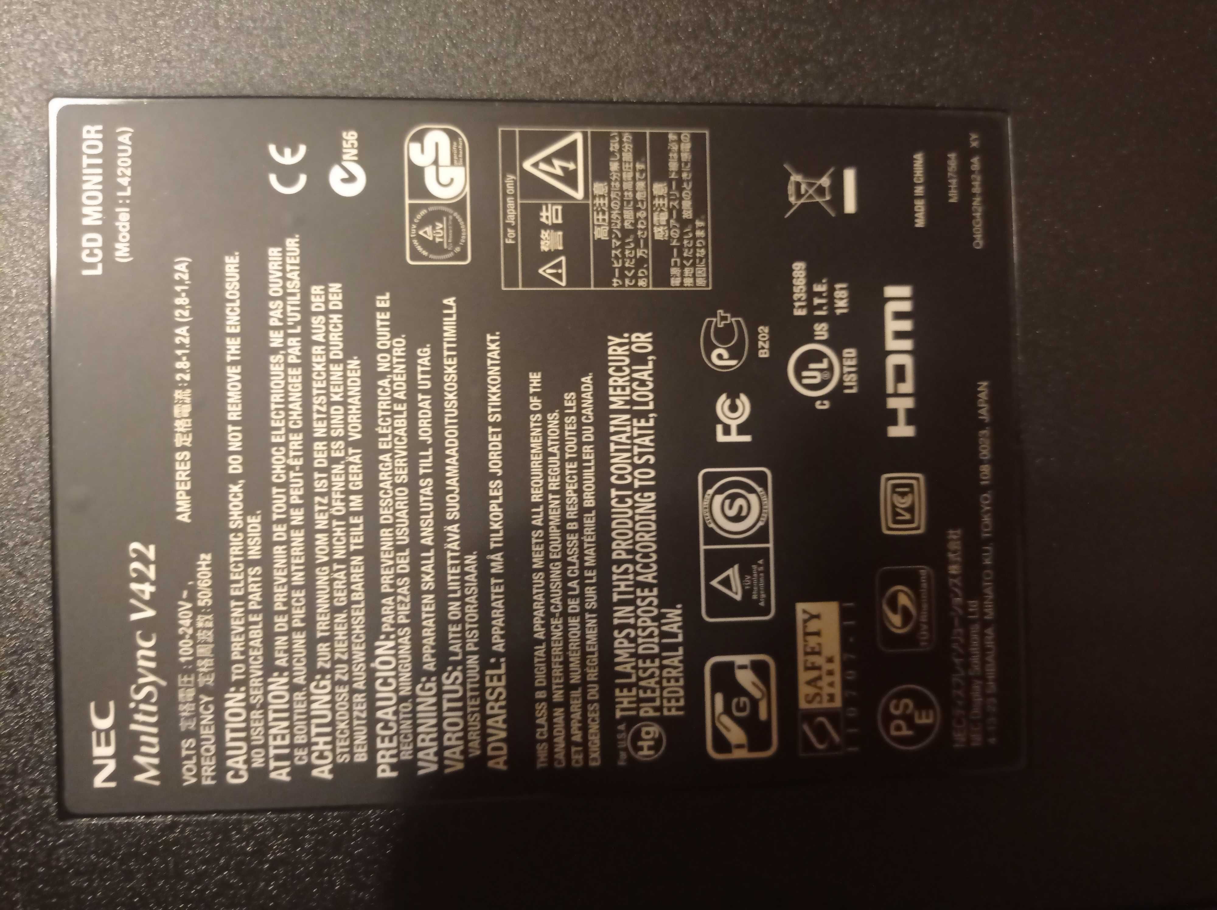 Monitor NEC MultiSync® V422
