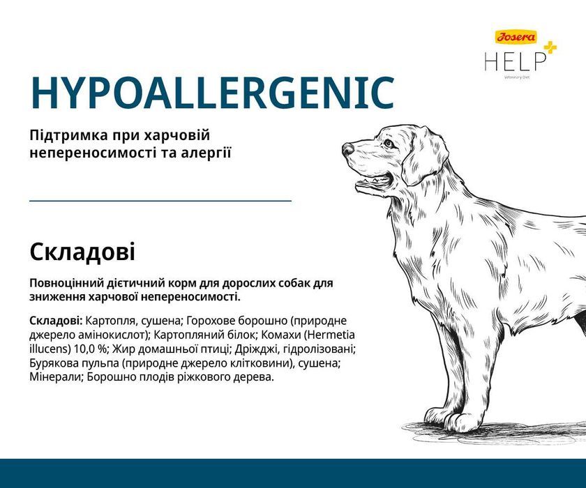 JOSERA Help Hypoallergenic Dog 10кг Ветеринарна дієта для собак