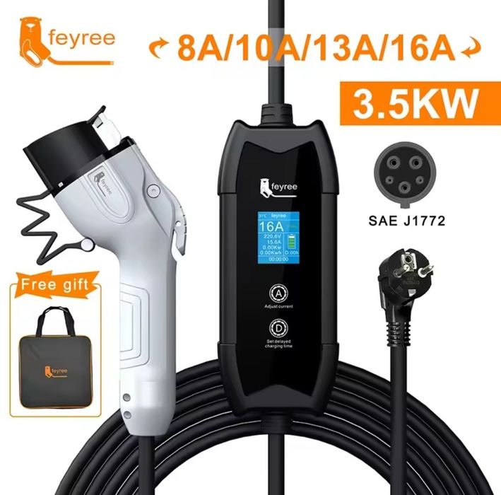 Зарядний пристрій для електромобілів Feyree 16/32 A 3,5-7 kw TYPE 1,2