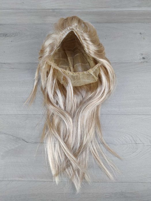 Beweig peruka męska blond mullet lata 80 impreza cosplay z czepkiem