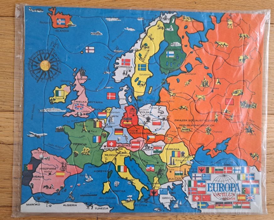 Puzzle Mapa Europy PRL kolekcjonerskie