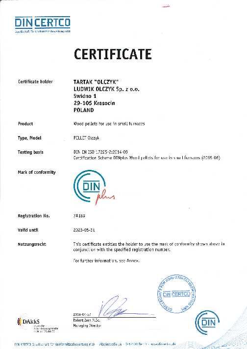 Pelet OLCZYK PREMIUM Transport GRATIS Certyfikowany A1 EN+ DIN+  6 mm