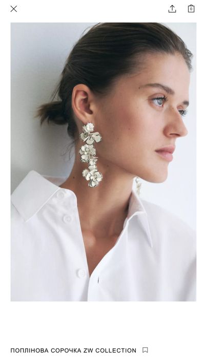 Біла сорочка Zara, розмір m