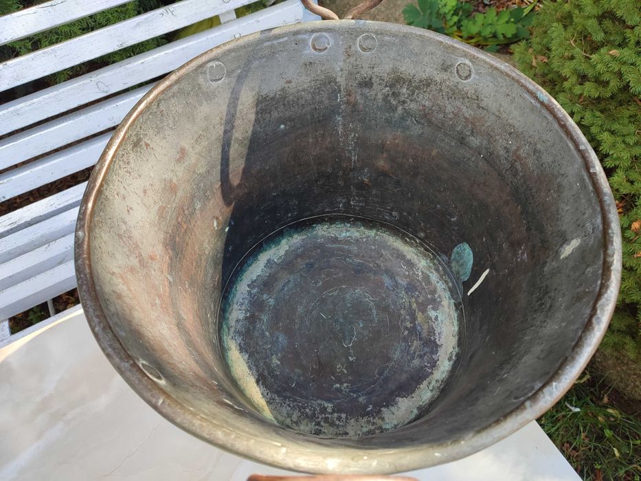 Miedziany kocioł gar sagan sygnowany Czajkowski Hrubieszów