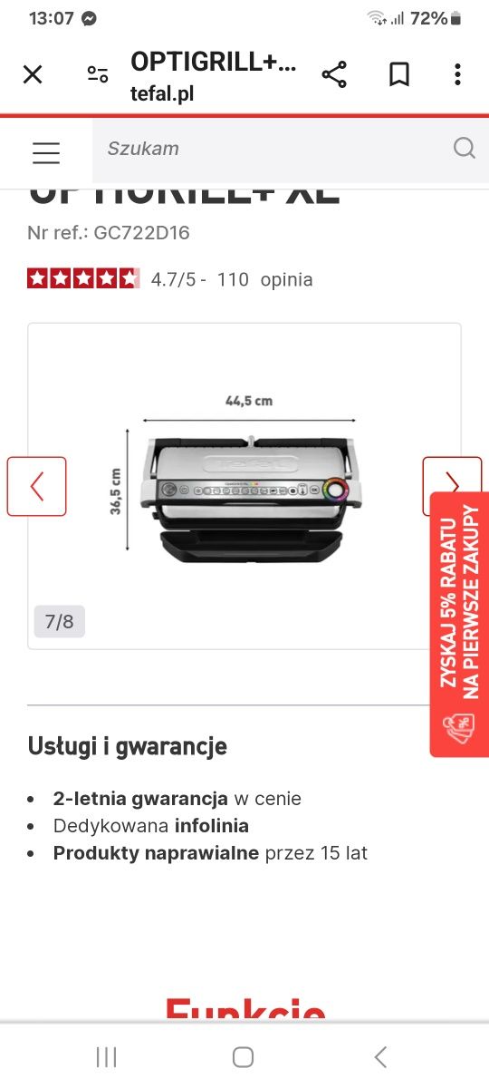 Optimagrill tefal elektryczny xl