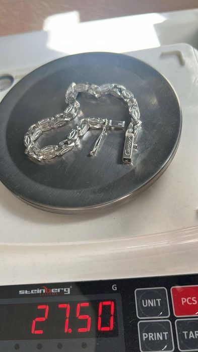 Piękny srebrny cartier łańcuszek plus bransoletka