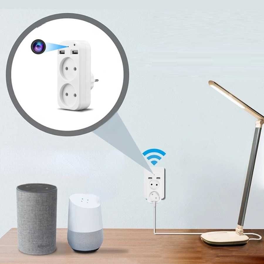 Mini Ukryta Kamera Rozgałęźnik Adapter Ładowarka FULL HD Wifi