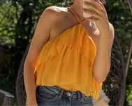 Żółta bluzka hiszpanka luźna H&M 38 M na lato