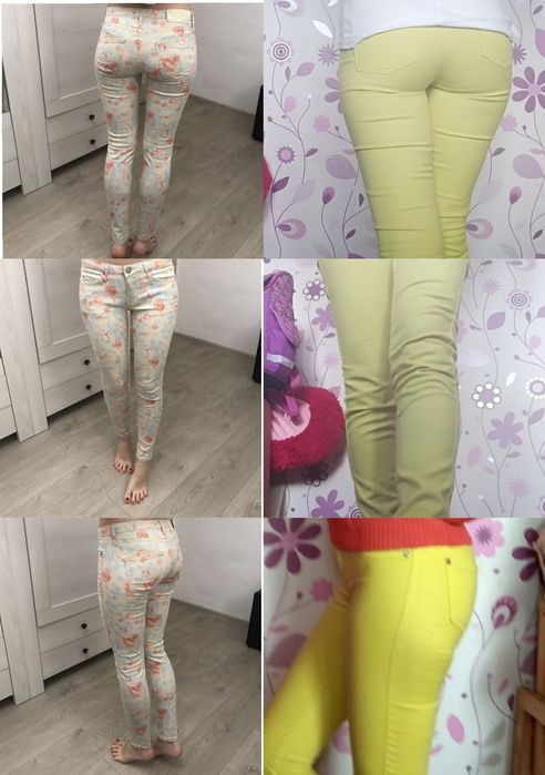 42-44р.(38 р.) штаны Глория джинс лимонного цвета, с цветочным