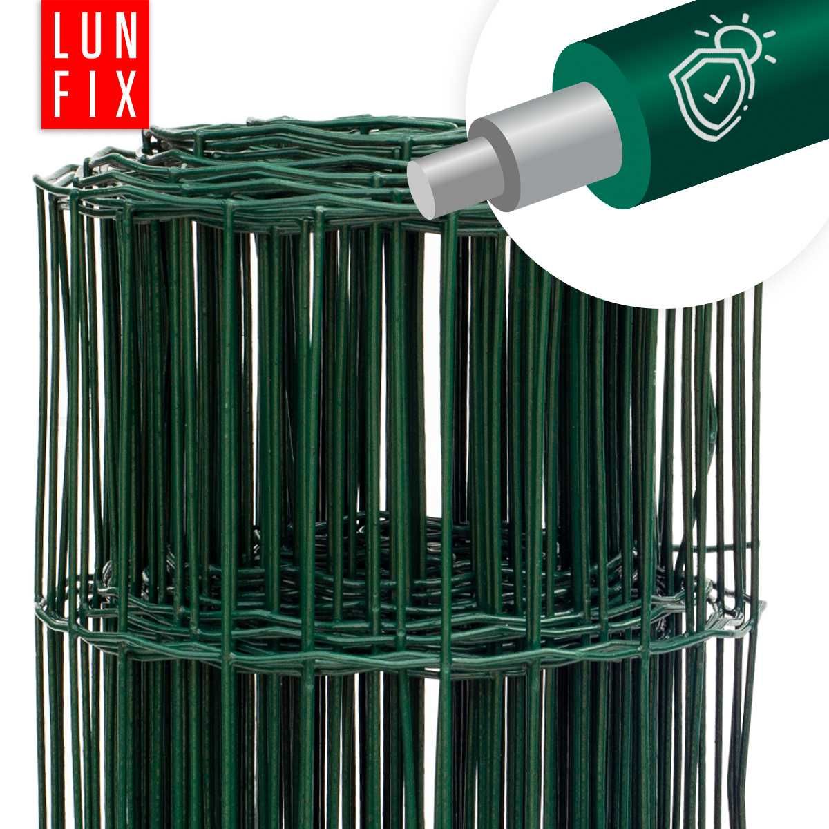 Siatka ogrodzeniowa zielona h 1,5m 25mb ocynk+pvc oczko 10x10cm