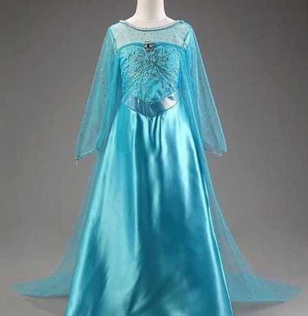 Плаття Ельзи р.100 -140 Платье Эльзы со шлейфом нарядное голубое фатин