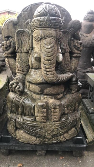 Ganesha H155cm rzeźba z kamienia lawy - Uosabia witalność i żywotność