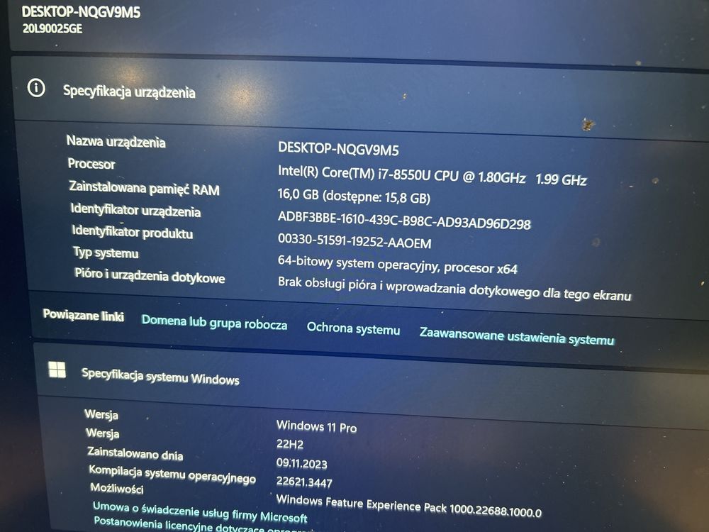 Laptop LENOVO ThinkPad T580 i7 8gen matryca 4K