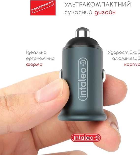 Автомобільний зарядний пристрій Intaleo + кабель USB-C - Lightning