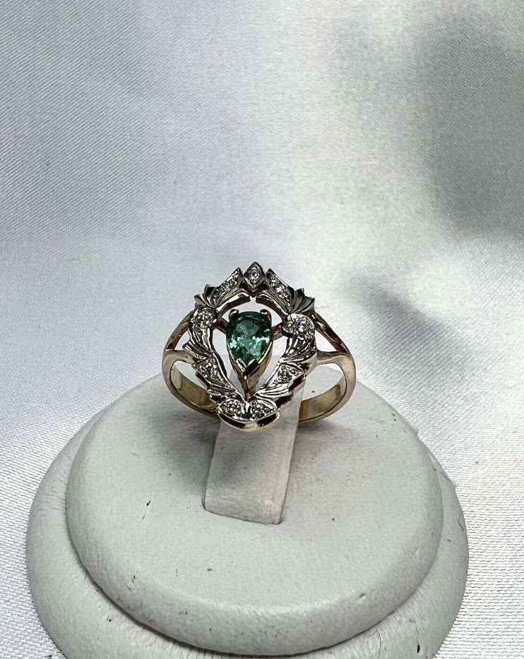 Золото набір набор діамант бриллианти смарагд перстень сережки кольцо