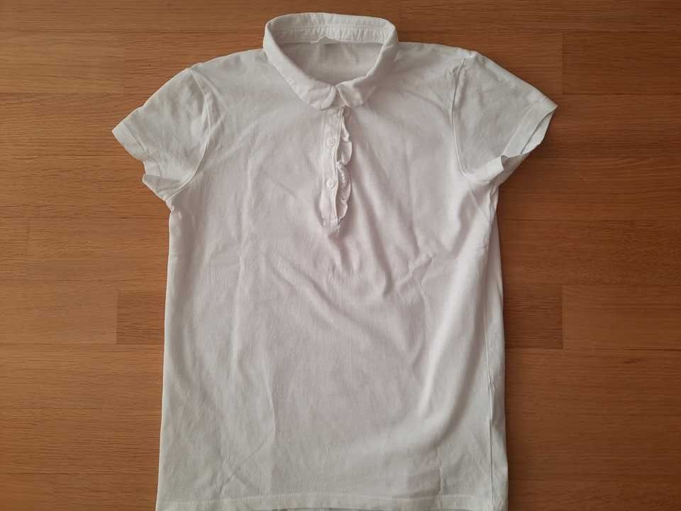 Bluzeczka biała galowa 152 krótki rękaw