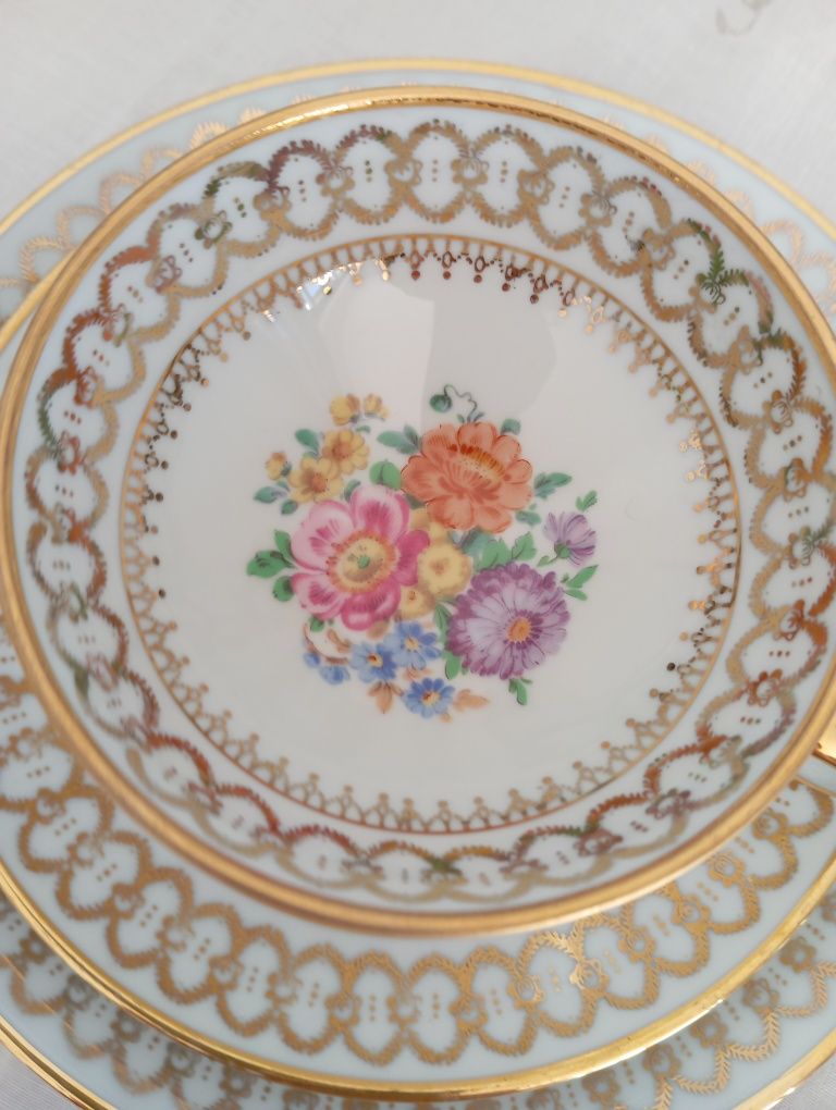 Trio de Chá porcelana antiga Alemanha Ocidental