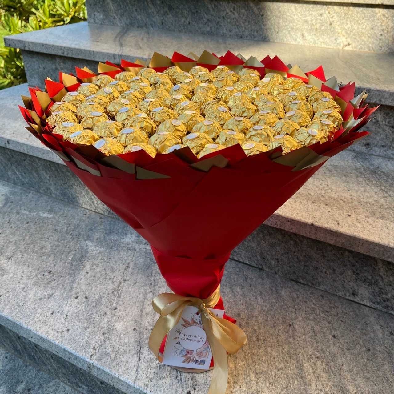 Prezent na 80 Urodziny, Ślub. Bukiet cukierków Ferrero Rocher 80 szt.