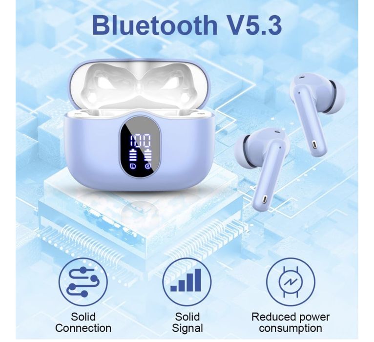 Bezprzewodowe słuchawki douszne Bluetooth 5.3 wyświetlacz LED