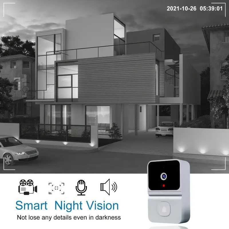 Campainha Inteligente WiFi sem Fio com Áudio e Visão Noturna