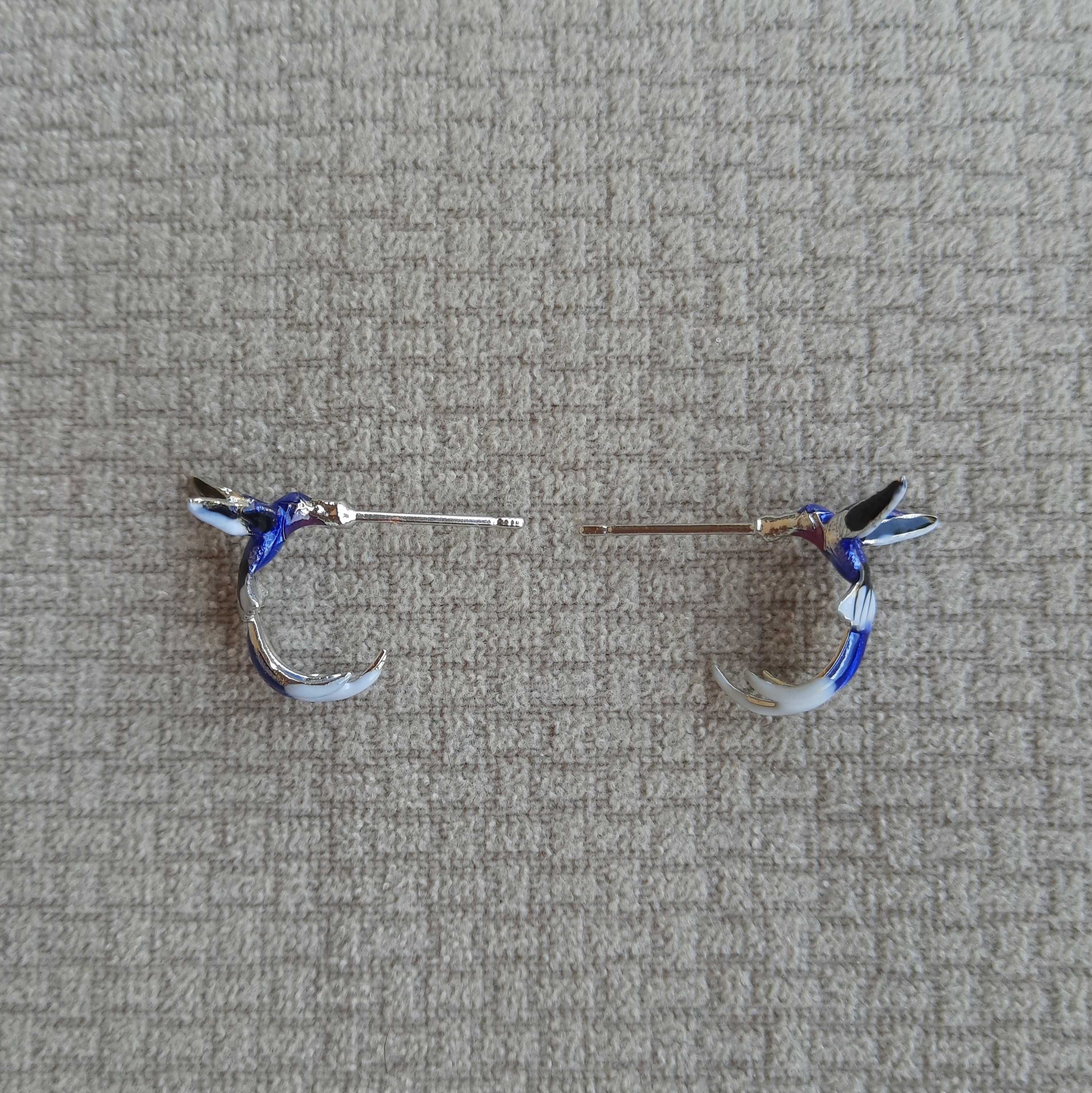 Kolczyki emaliowane kolibry ptaki niebieskie