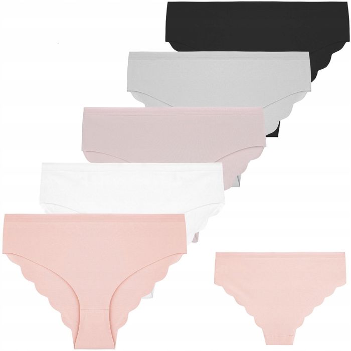 Figi Laserowo Cięte Majtki Bikini Bawełniane Bezszwowe MORAJ 6szt S