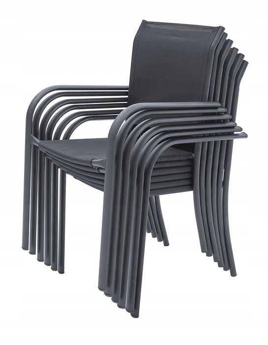 Zestaw Komplet Mebli Ogrodowych na Taras STÓŁ 150 + 6 KRZESEŁ - SZARY