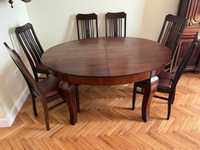 Eklektyczny stół z 6 krzesłami-wyprzedaż mebli-remont mieszkania