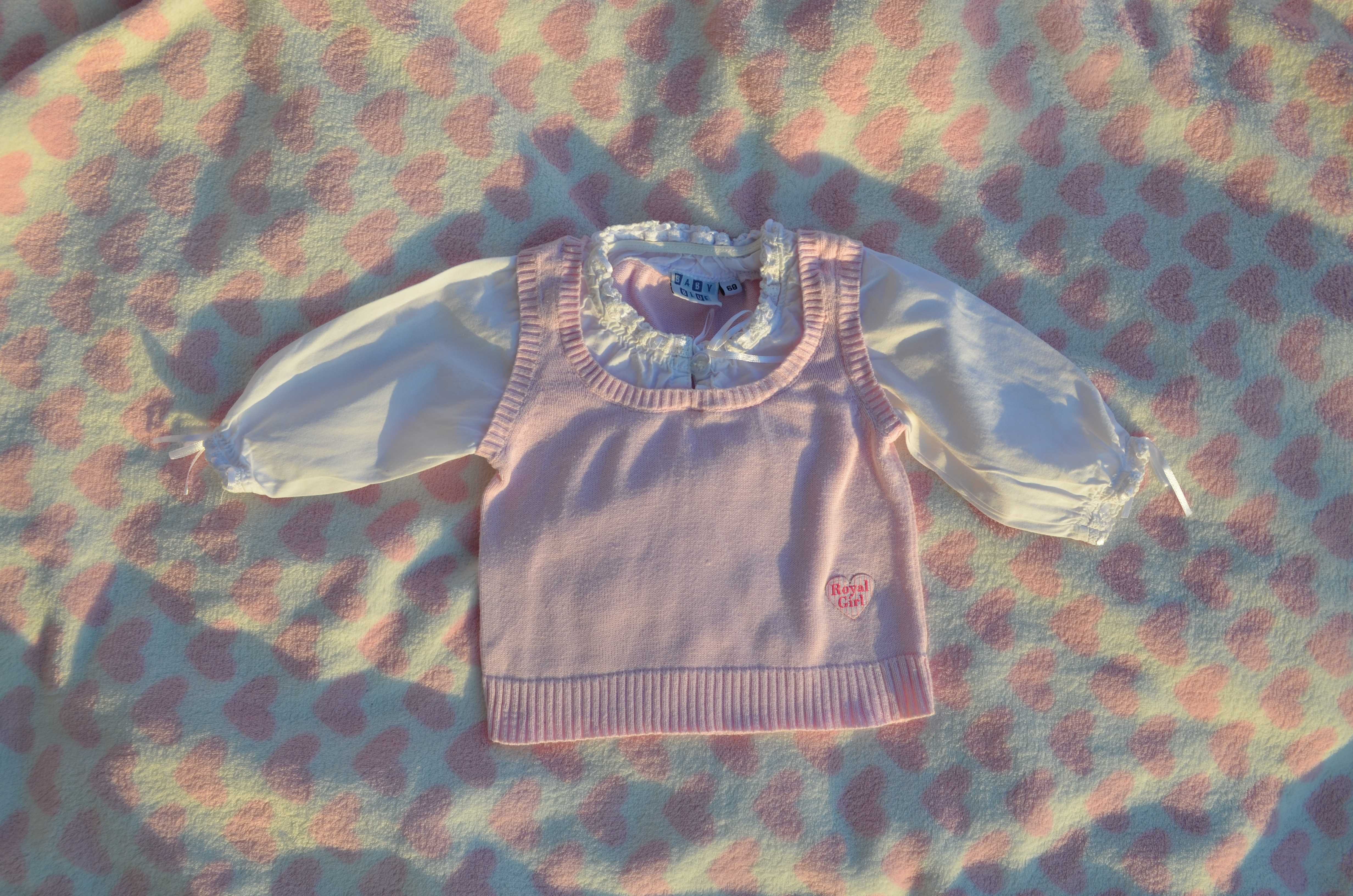 śliczna bluzeczka z kamizelką, 3-6m, r.68 m-ki Baby Blue stan  idealny